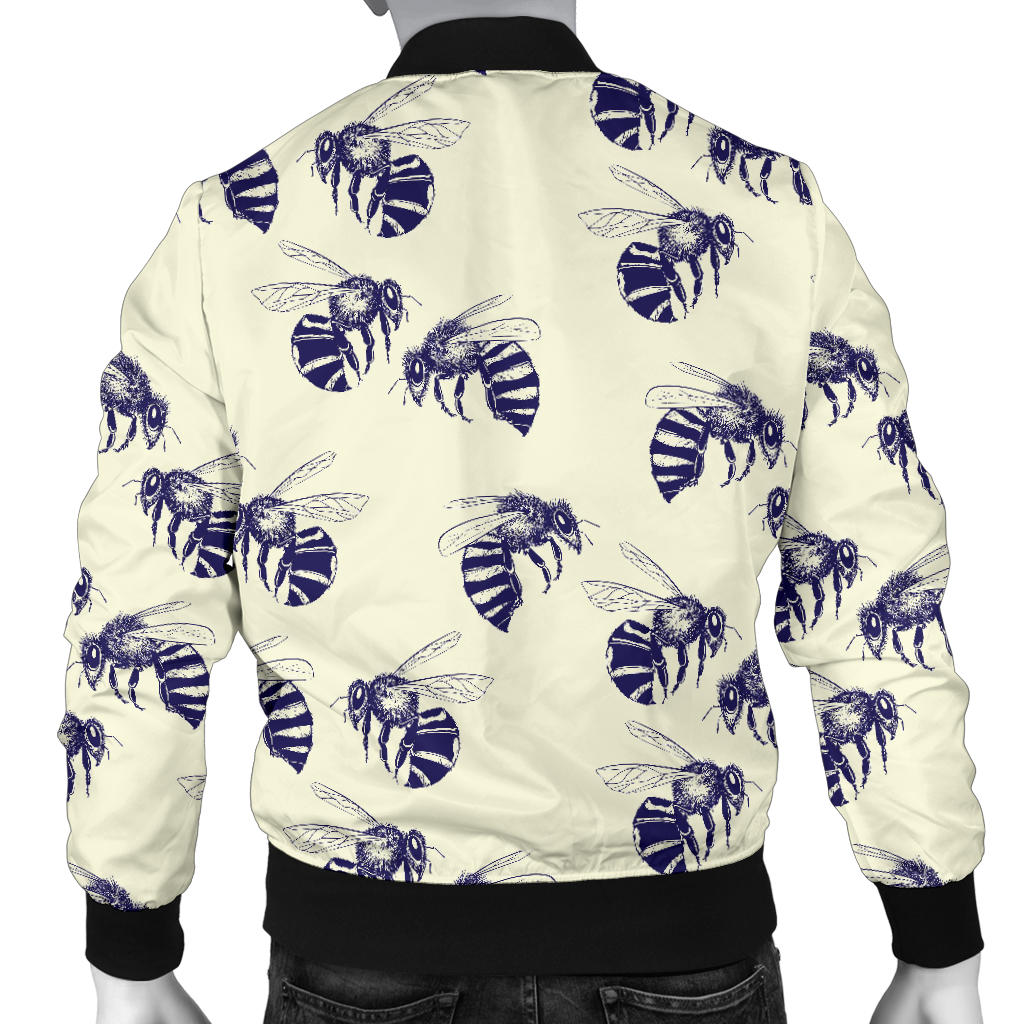 Bee Pattern Print Design 02 Men Bomber Jacket