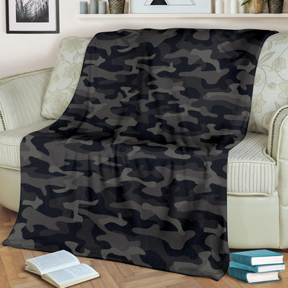 Camo Black Pattern Print Design 02 Premium Blanket