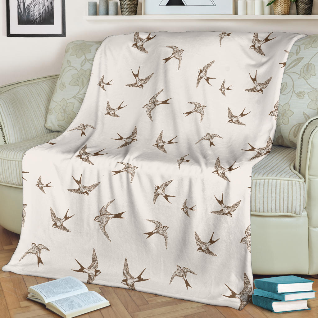 Swallow Bird Pattern Print Design 01 Premium Blanket