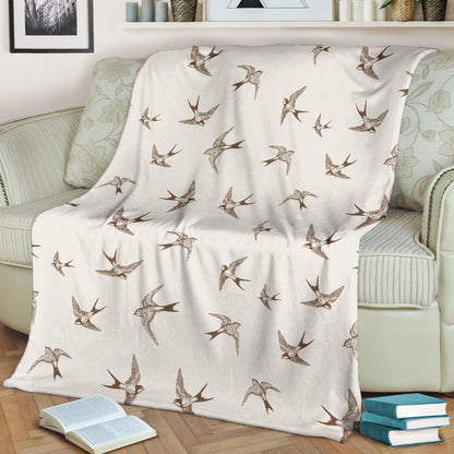 Swallow Bird Pattern Print Design 01 Premium Blanket
