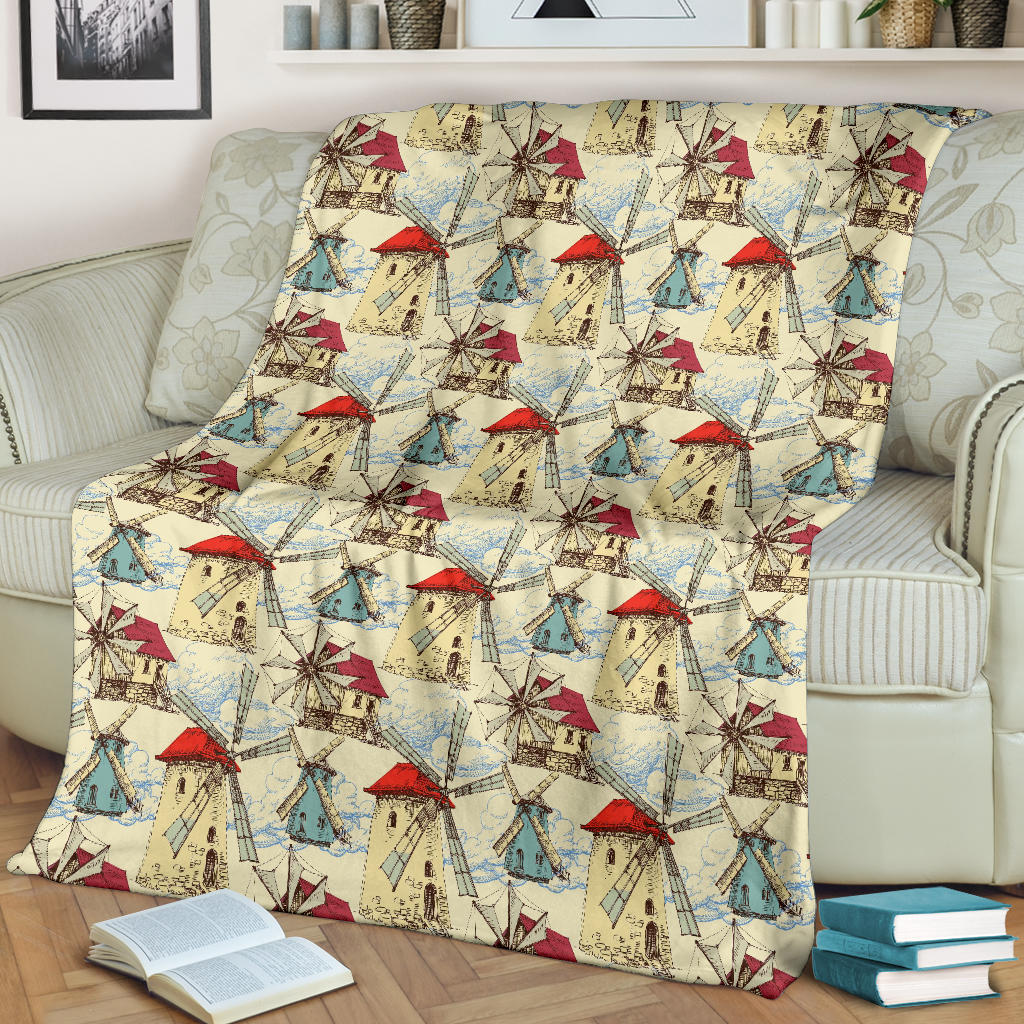 Windmill Pattern Print Design 01 Premium Blanket