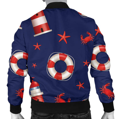 Nautical Pattern Print Design A03 Men Bomber Jacket