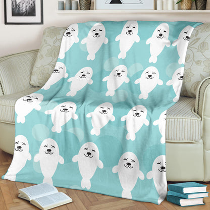 Sea Lion Baby Pattern Print Design 01 Premium Blanket