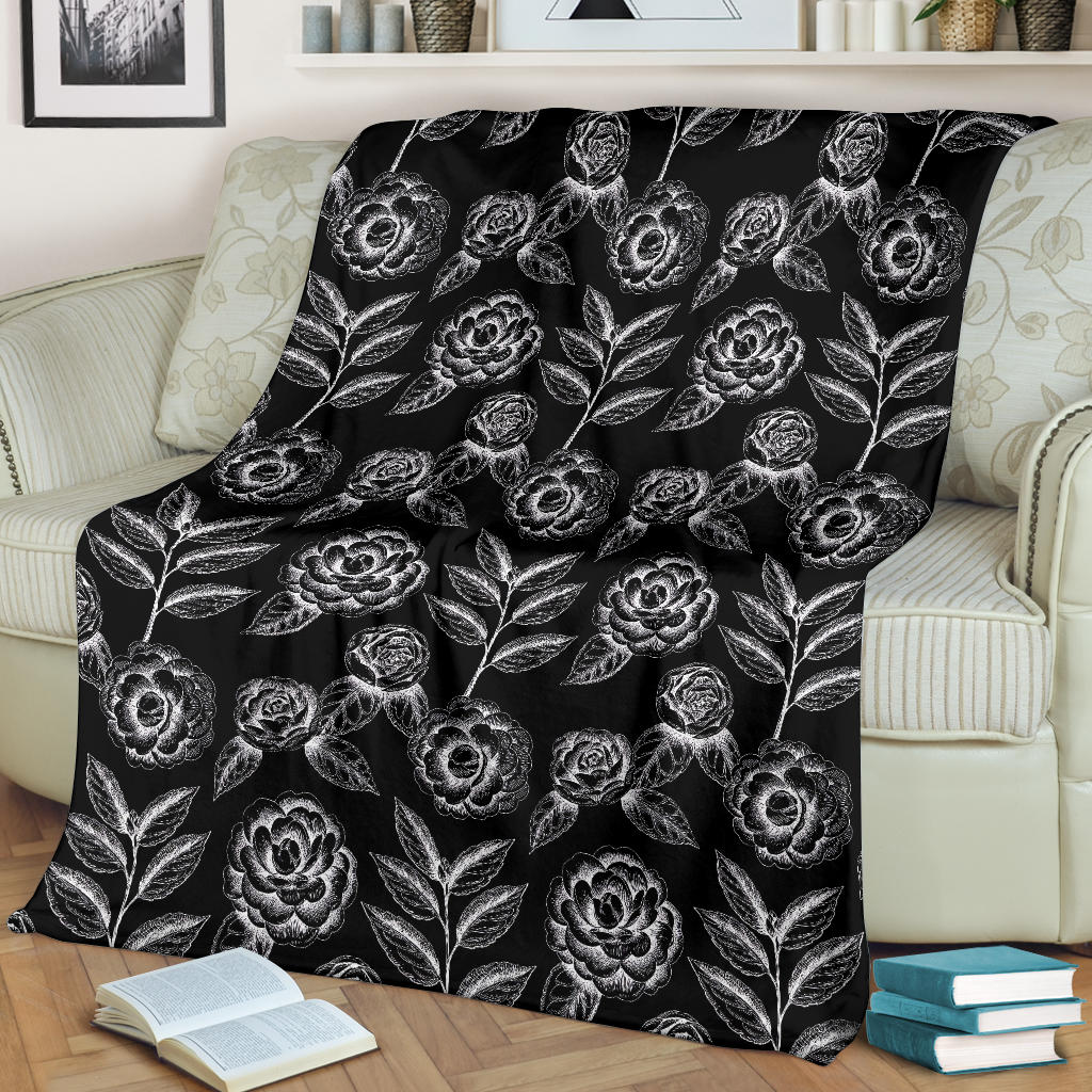 Camellia Pattern Print Design 02 Premium Blanket