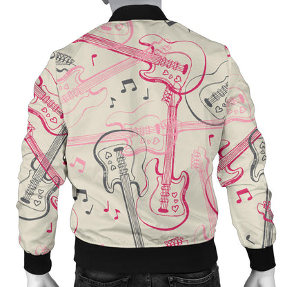 Bass Guitar Pattern Print Design 02 Men Bomber Jacket