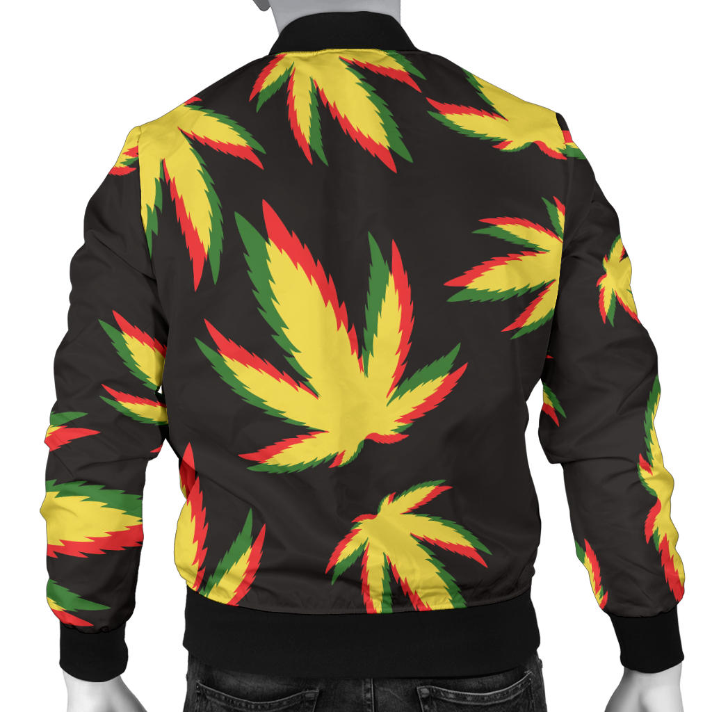 Pot Leaf Pattern Print Design A02 Men Bomber Jacket