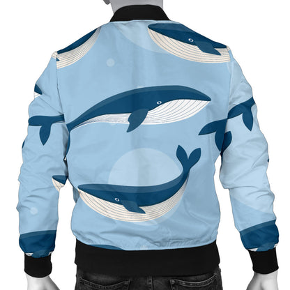 Blue Whale Pattern Print Design 02 Men Bomber Jacket