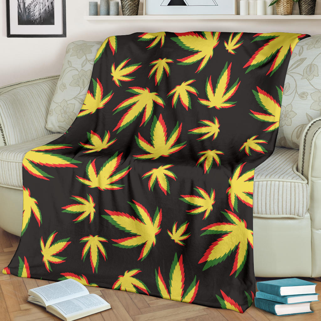 Pot Leaf Pattern Print Design A02 Premium Blanket