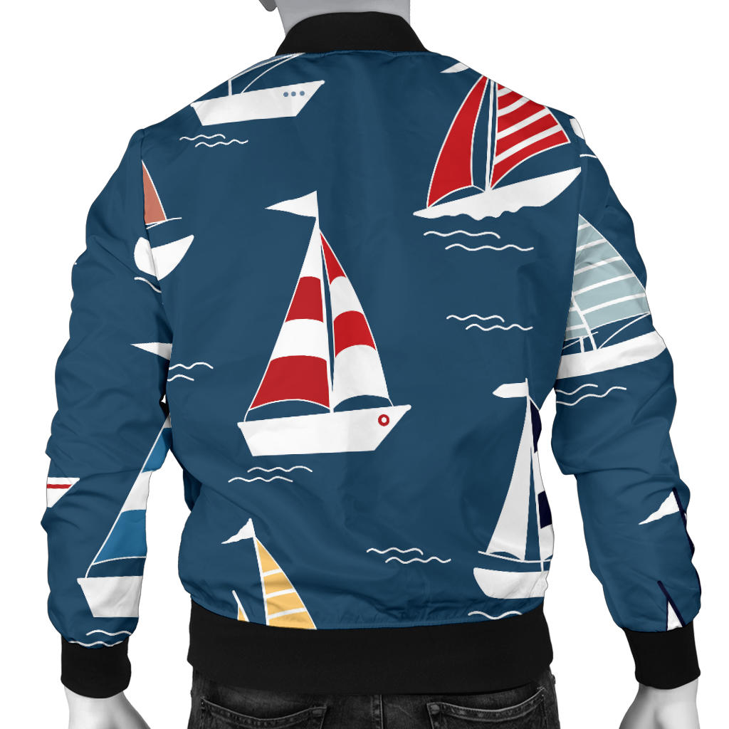 Sailing Ships Pattern Print Design A04 Men Bomber Jacket