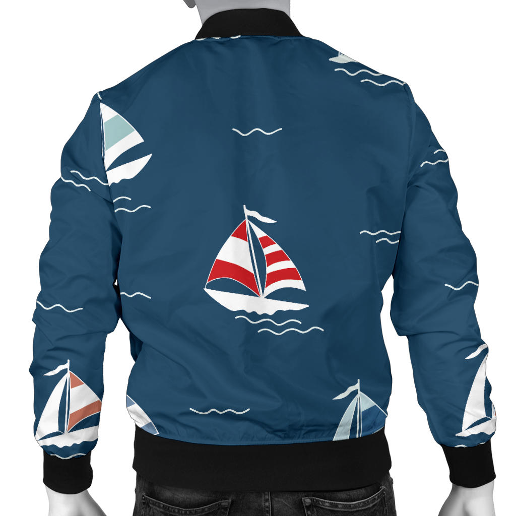 Sailing Ships Pattern Print Design A02 Men Bomber Jacket