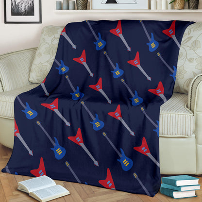 Electric Guitar Pattern Print Design 01 Premium Blanket