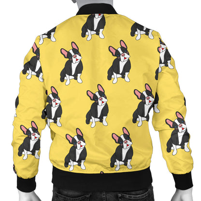Boston Terrier Pattern Print Design 06 Men Bomber Jacket