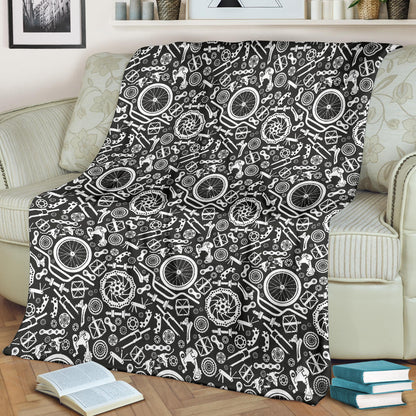 Bicycle Tools Pattern Print Design 02 Premium Blanket