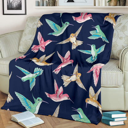 Hummingbird Cute Pattern Print Design 01 Premium Blanket