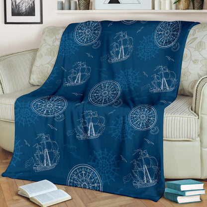 Nautical Pattern Print Design A04 Premium Blanket