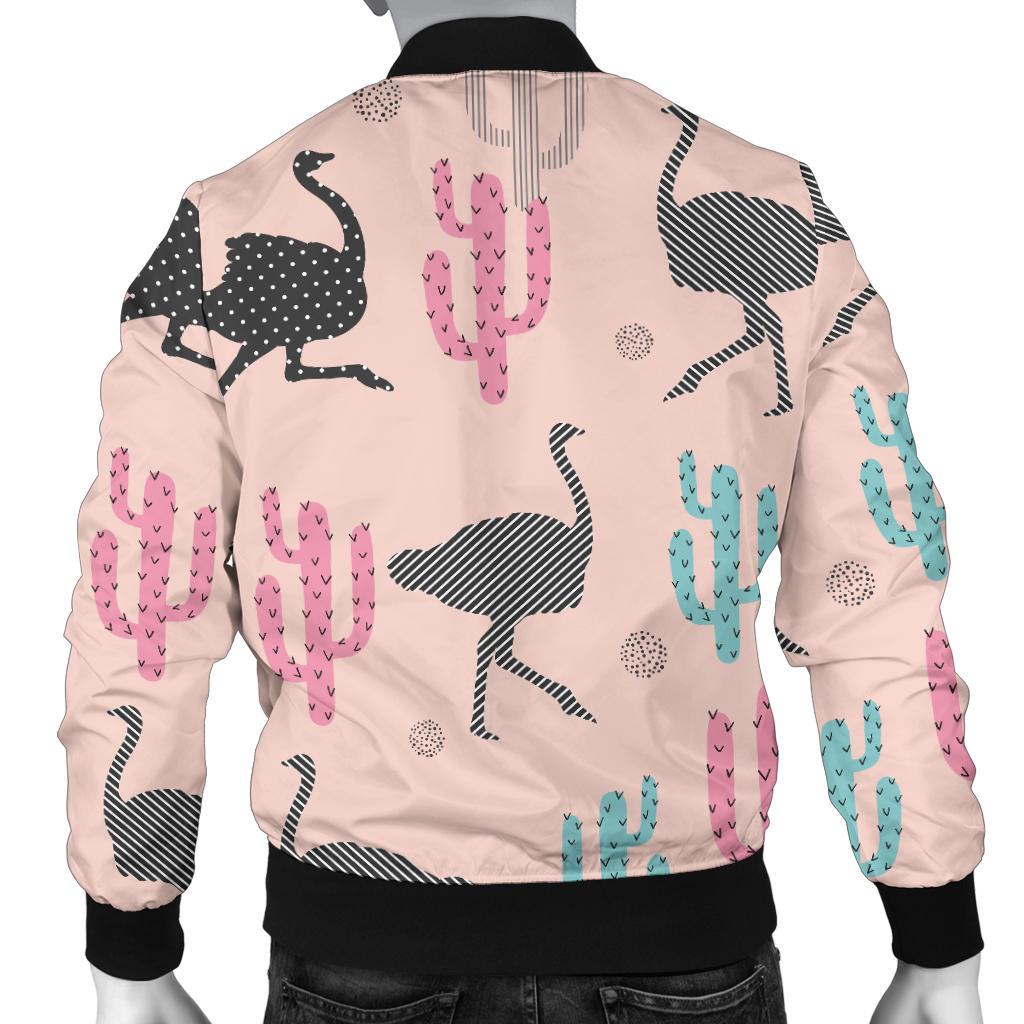 Ostrich Pattern Print Design 03 Men Bomber Jacket
