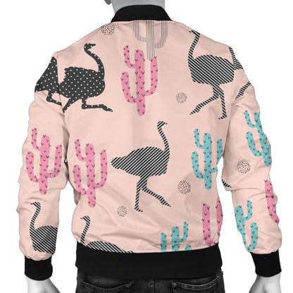 Ostrich Pattern Print Design 03 Men Bomber Jacket