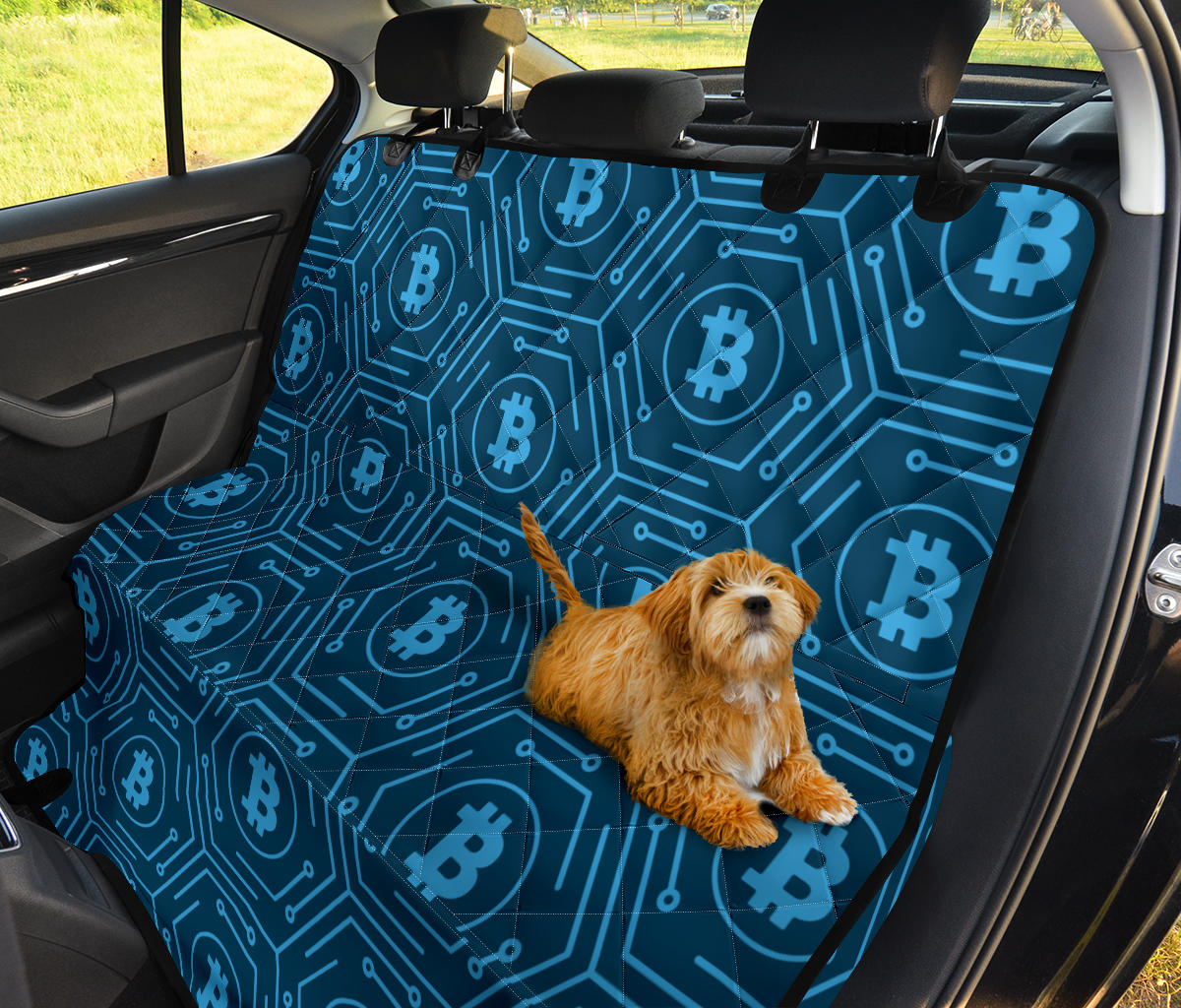 Cryptocurrency Pattern Print Design 04 Rear Dog Car Seat Cover Hammock