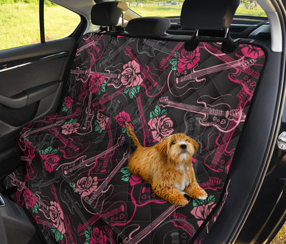 Bass Guitar Pink Rose Pattern Print Design 01 Rear Dog Car Seat Cover Hammock