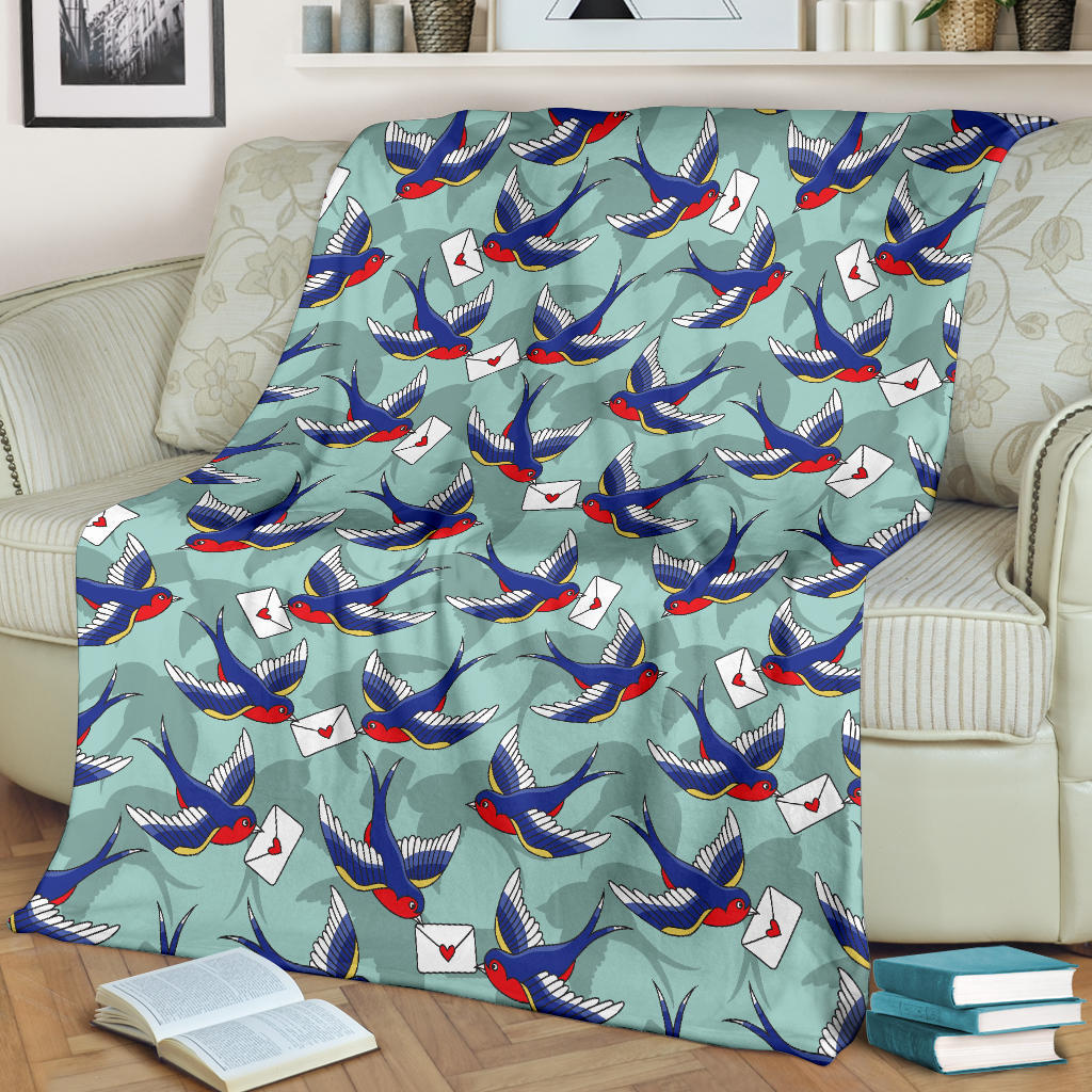 Swallow Bird Pattern Print Design 02 Premium Blanket