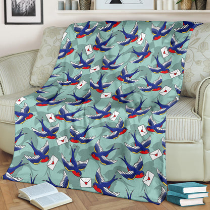 Swallow Bird Pattern Print Design 02 Premium Blanket