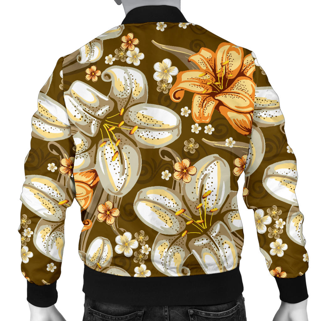 Lily Pattern Print Design 01 Men Bomber Jacket