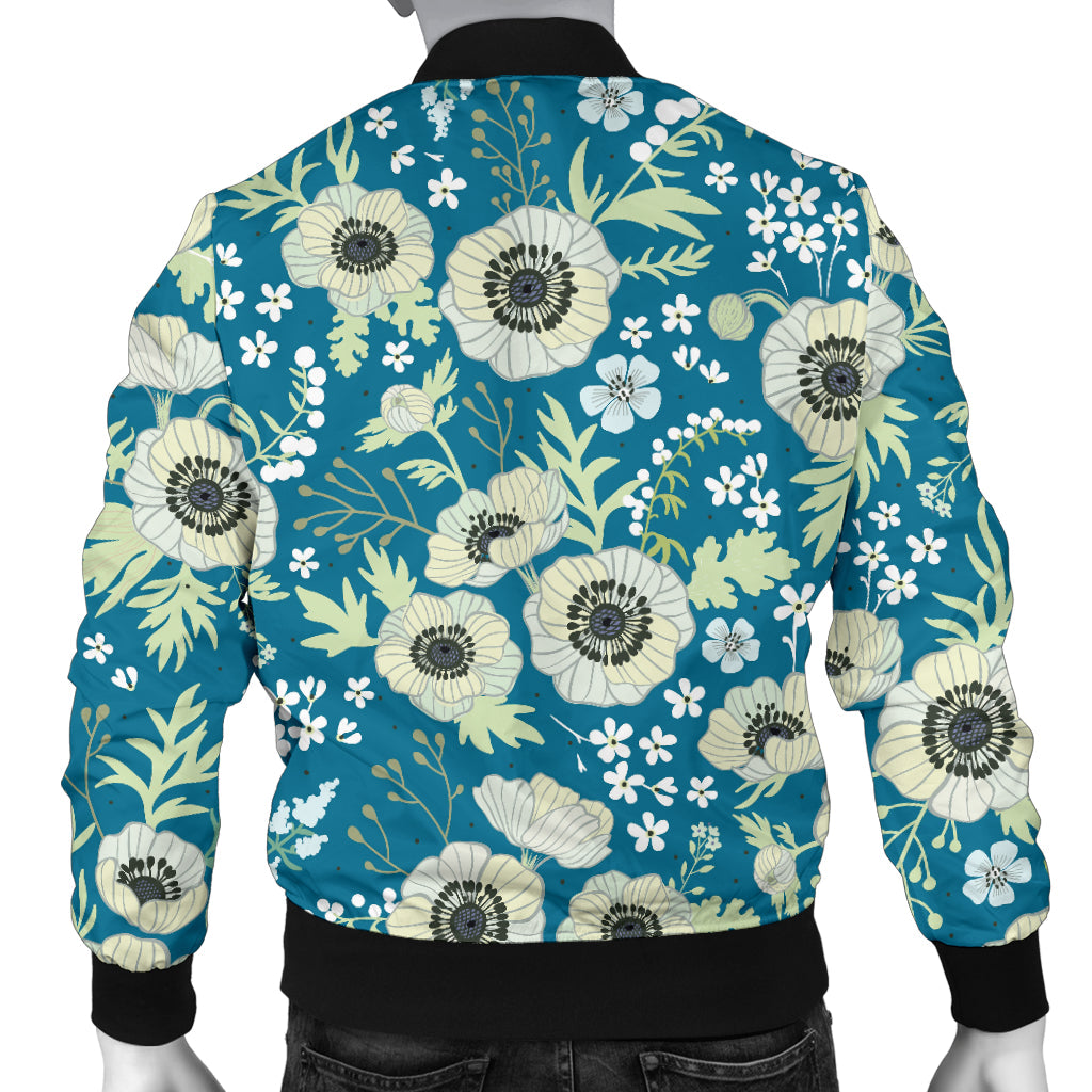 Anemone Pattern Print Design 01 Men Bomber Jacket