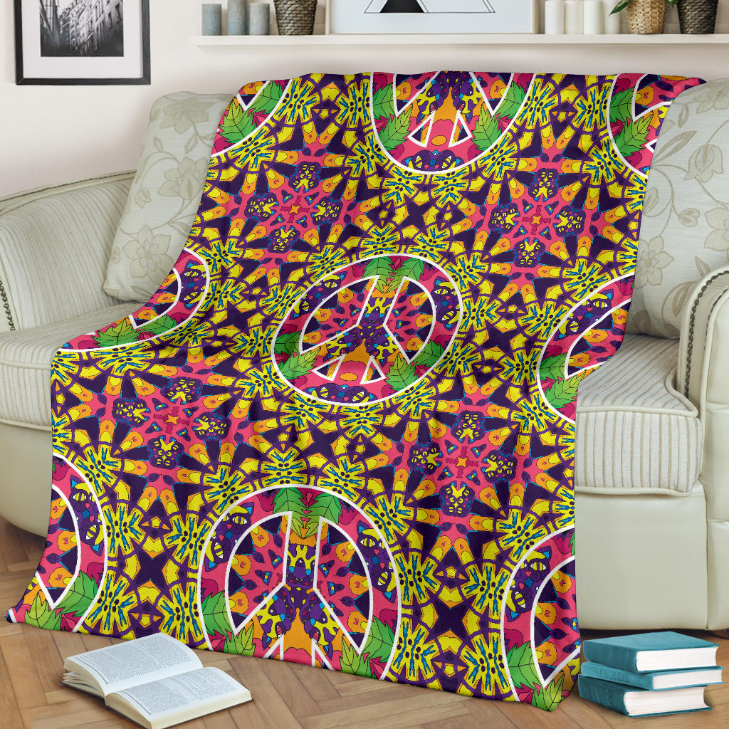 Peace Sign Pattern Print Design A04 Premium Blanket