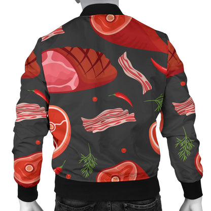 Meat Pattern Print Design 03 Men Bomber Jacket