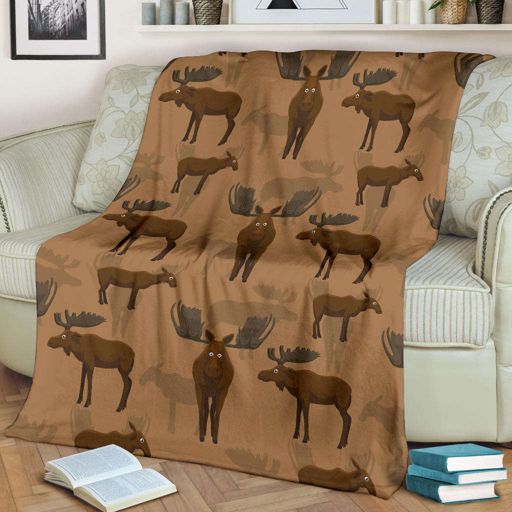Moose Pattern Print Design 03 Premium Blanket