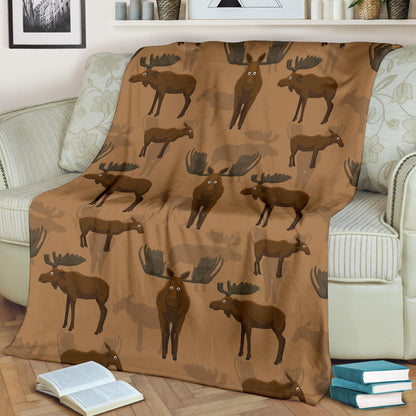 Moose Pattern Print Design 03 Premium Blanket