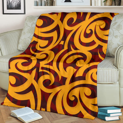 Maori Pattern Print Design 02 Premium Blanket