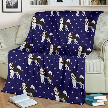 Alaskan Malamute Pattern Print Design 04 Premium Blanket