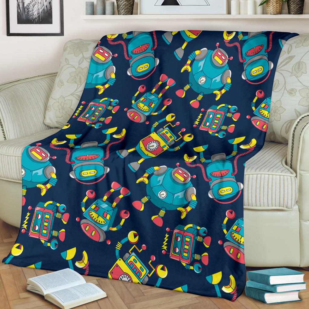 Robot Pattern Print Design A05 Premium Blanket