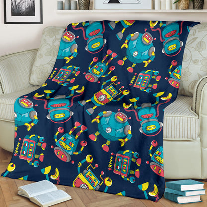 Robot Pattern Print Design A05 Premium Blanket