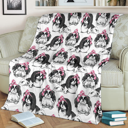 Japanese Chin Pattern Print Design 01 Premium Blanket
