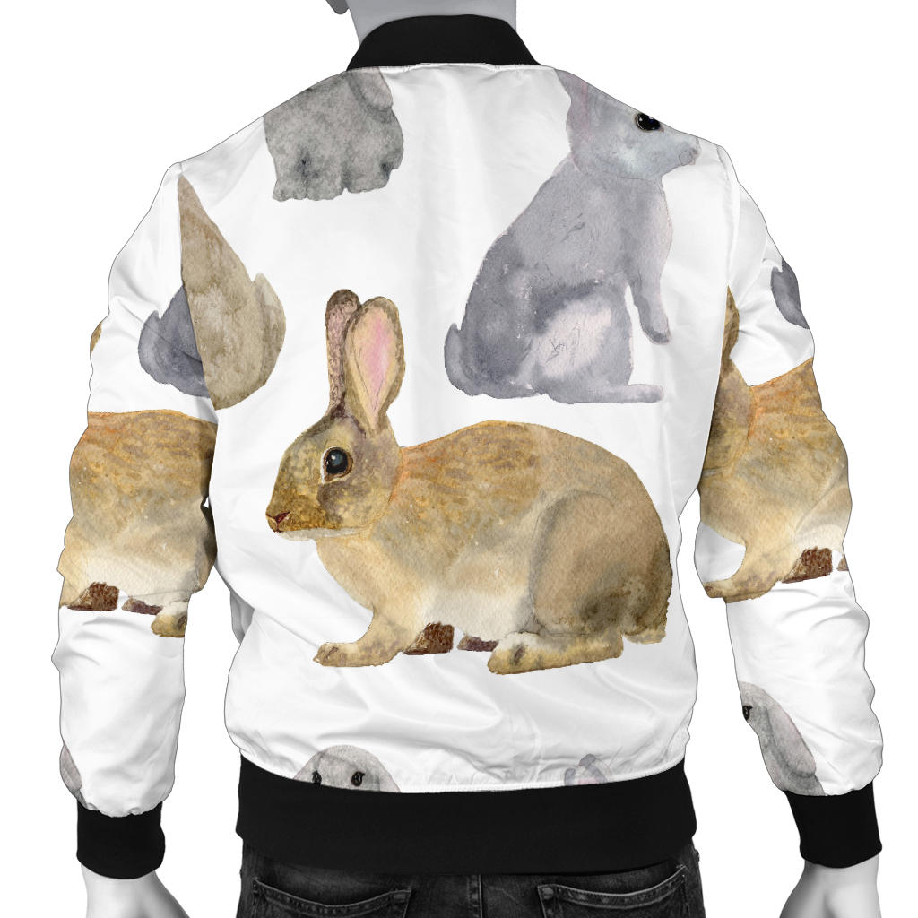 Rabbit Pattern Print Design 02 Men Bomber Jacket