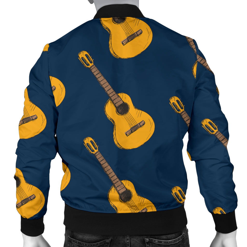 Acoustic Guitar Pattern Print Design 04 Men Bomber Jacket