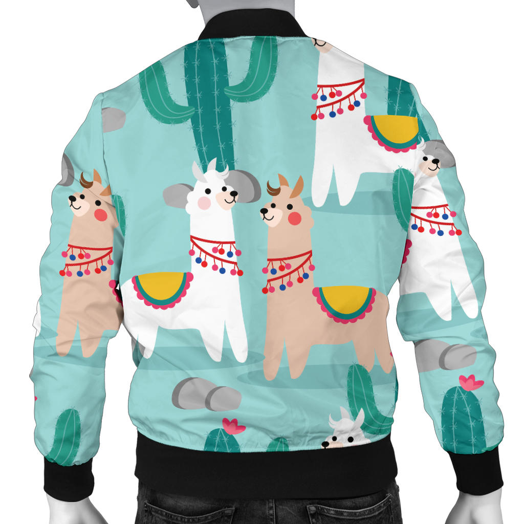 Llama Cactus Pattern Print Design 08 Men Bomber Jacket