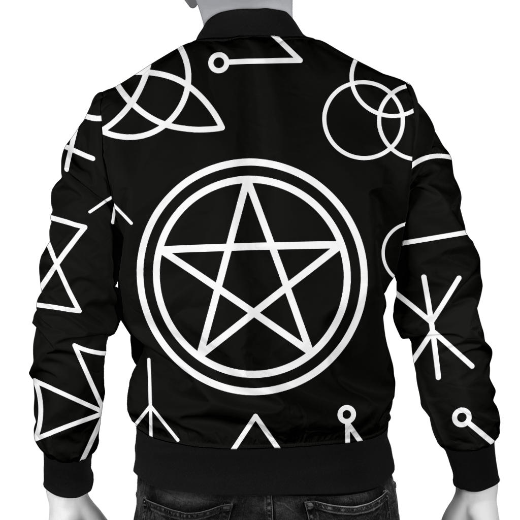 Pentagram Pattern Print Design A02 Men Bomber Jacket