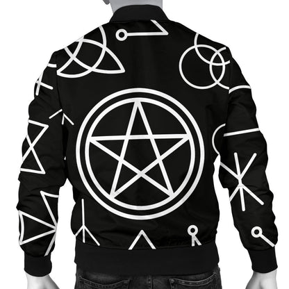 Pentagram Pattern Print Design A02 Men Bomber Jacket