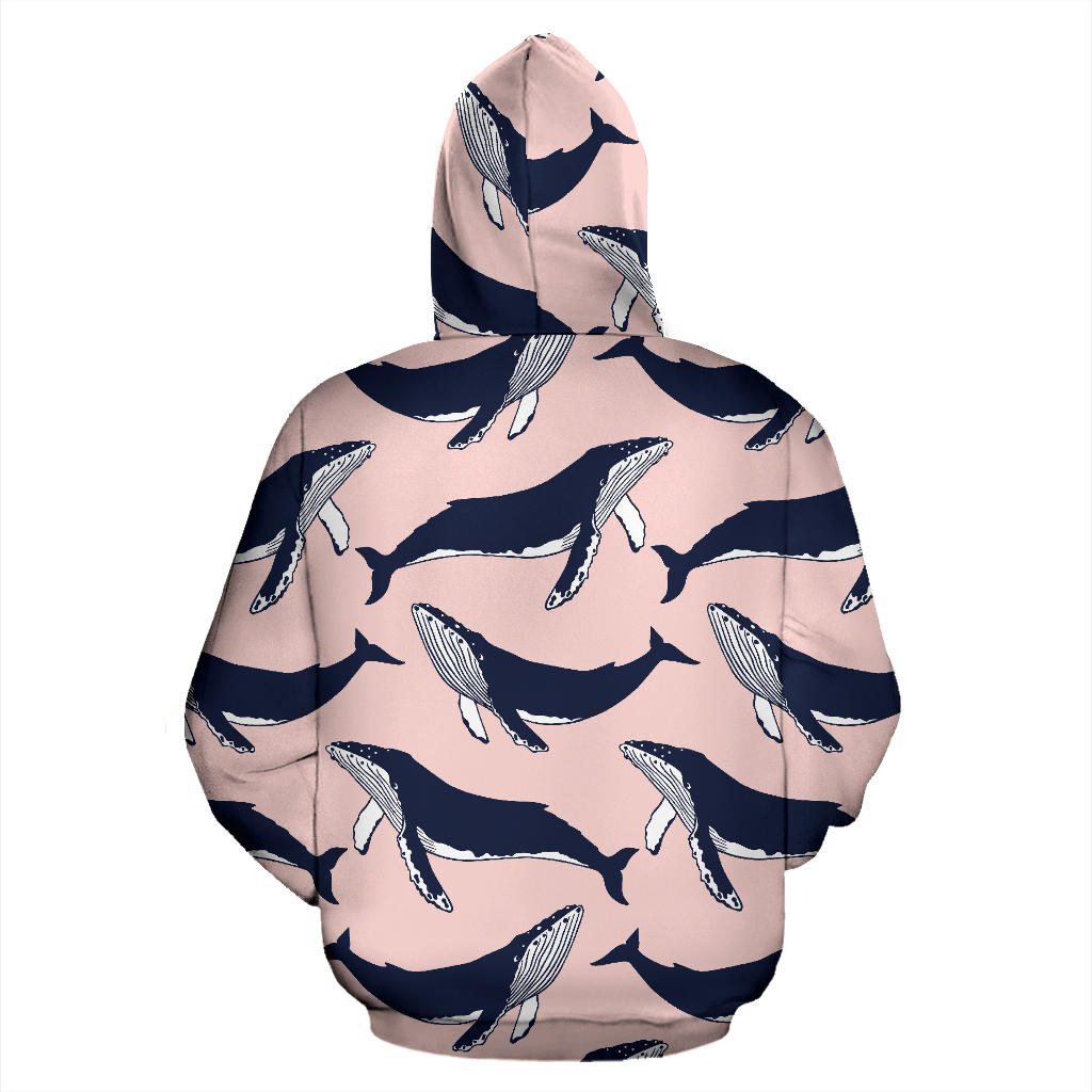 Humpback Whale Pattern Print Design 02 Pullover Hoodie