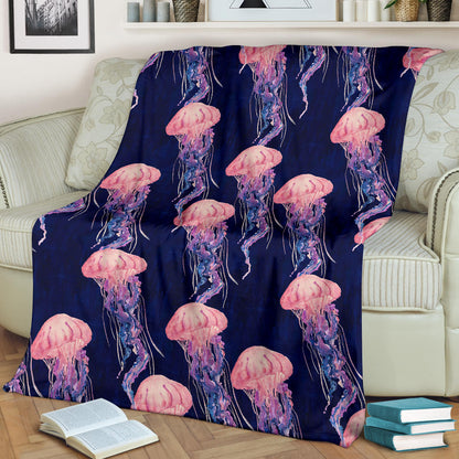 Jellyfish Pattern Print Design 03 Premium Blanket