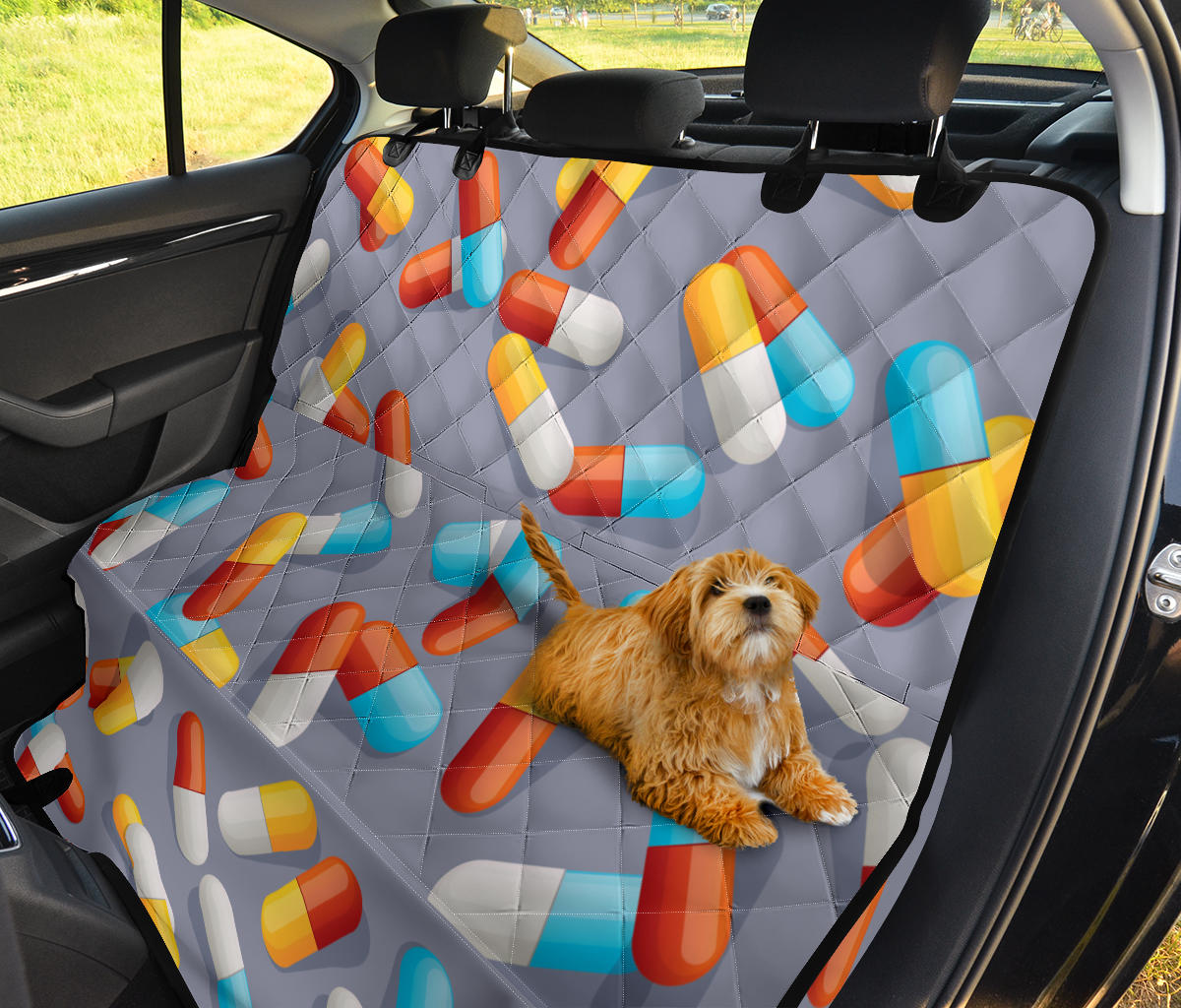 Pill Pattern Print Design A01 Rear Dog Car Seat Cover Hammock
