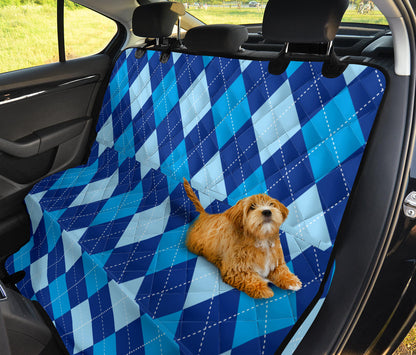 Argyle Blue Pattern Print Design 02 Rear Dog Car Seat Cover Hammock