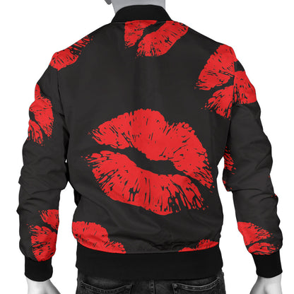 Lip Red Pattern Print Design 02 Men Bomber Jacket