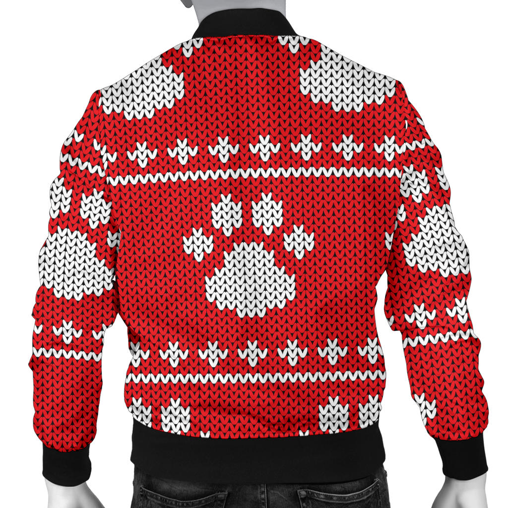 Knit Paw Pattern Print Design 03 Men Bomber Jacket
