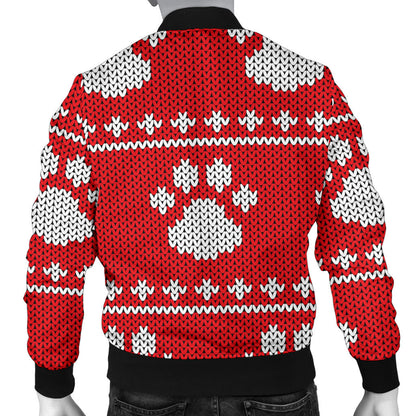 Knit Paw Pattern Print Design 03 Men Bomber Jacket