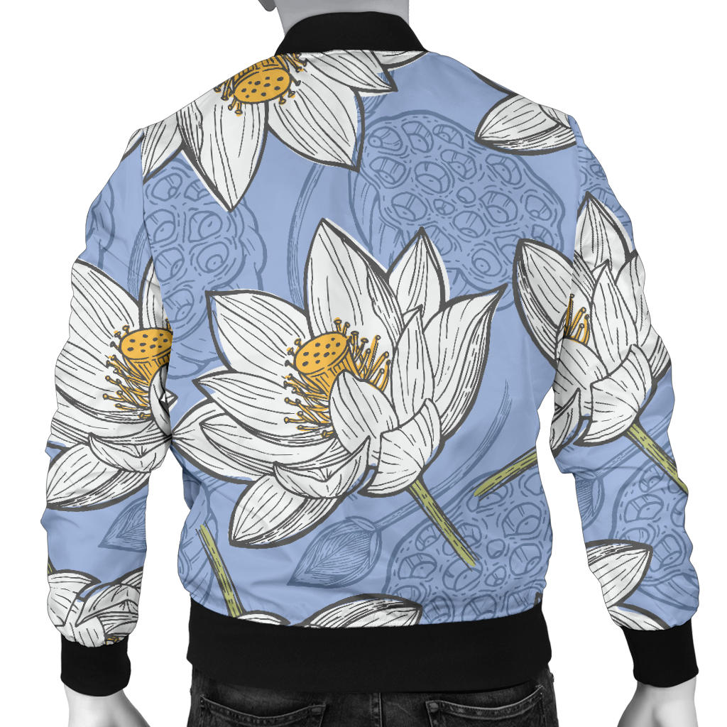 Lotus Pattern Print Design 04 Men Bomber Jacket