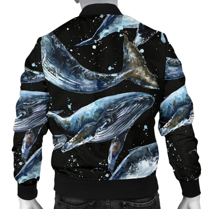 Humpback Whale Pattern Print Design 01 Men Bomber Jacket